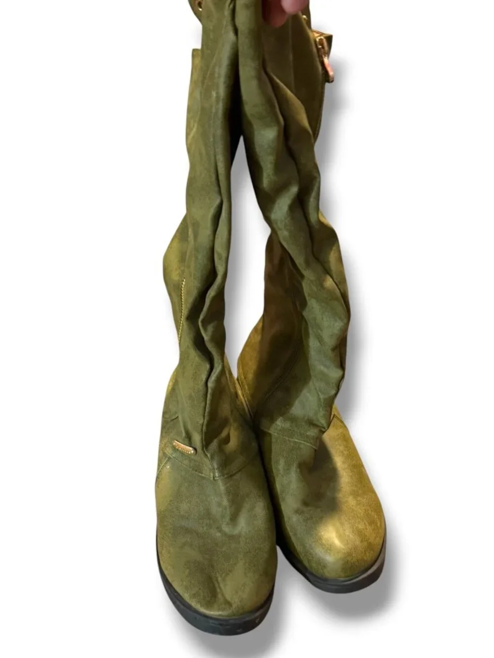 Olive Green Mid‑Calf Boots – Size 10